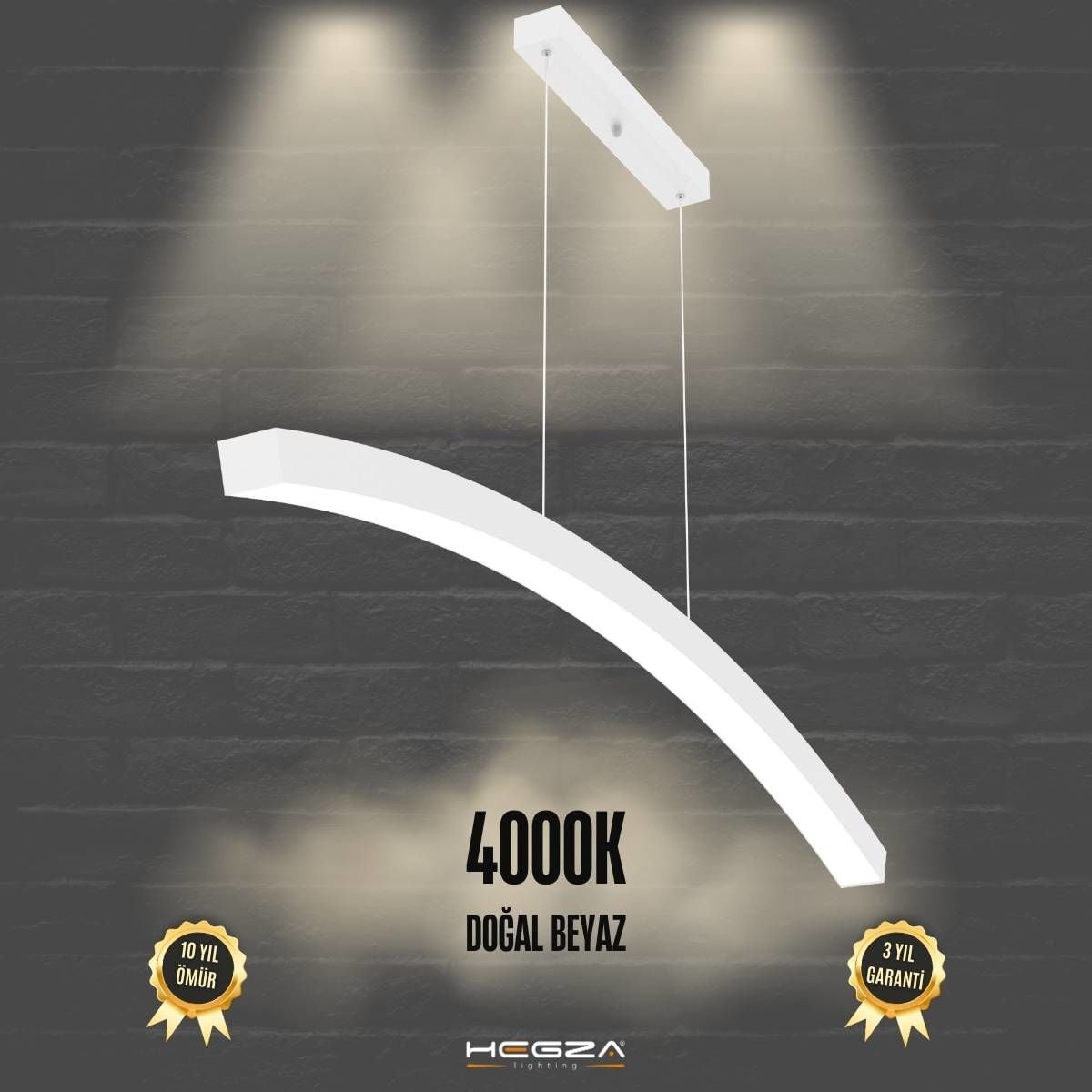 LUNA - Modern LED Avize Beyaz Kasa - 4000K - Gün Işığı
