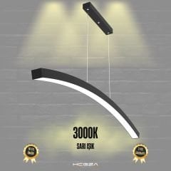 LUNA - Modern LED Avize Siyah Kasa - 3000K - Sarı Işık