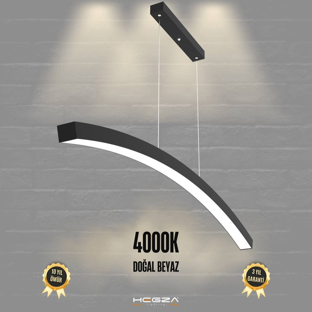 LUNA - Modern LED Avize Siyah Kasa - 4000K - Gün Işığı