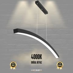 LUNA - Modern LED Avize Siyah Kasa - 4000K - Gün Işığı