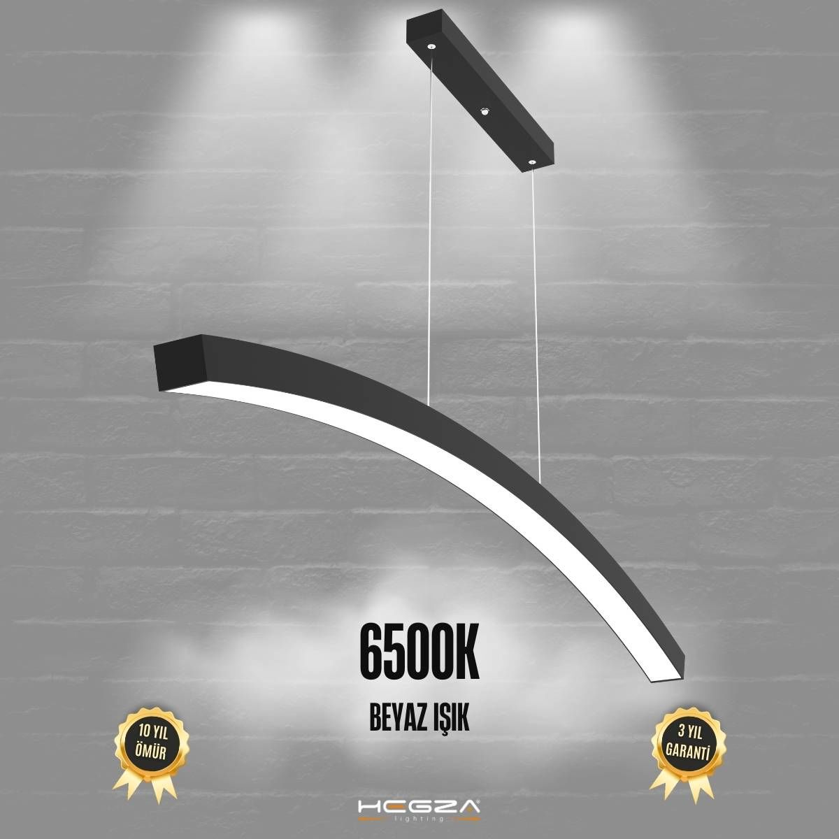 LUNA - Modern LED Avize Siyah Kasa - 6500K - Beyaz Işık