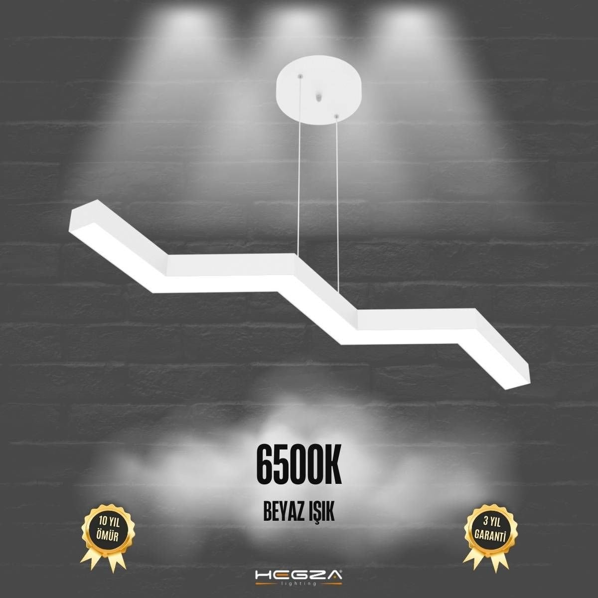 SEGA - Modern LED Avize Beyaz Kasa - 6500K - Beyaz Işık