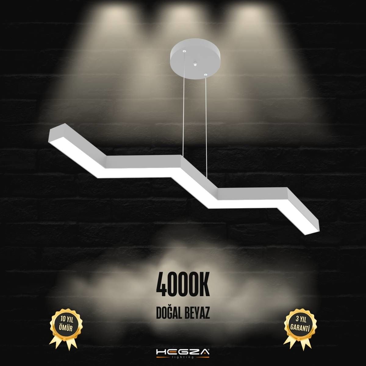 SEGA - Modern LED Avize Gri Kasa - 4000K - Gün Işığı