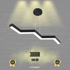 SEGA - Modern LED Avize Siyah Kasa - 3000K - Sarı Işık