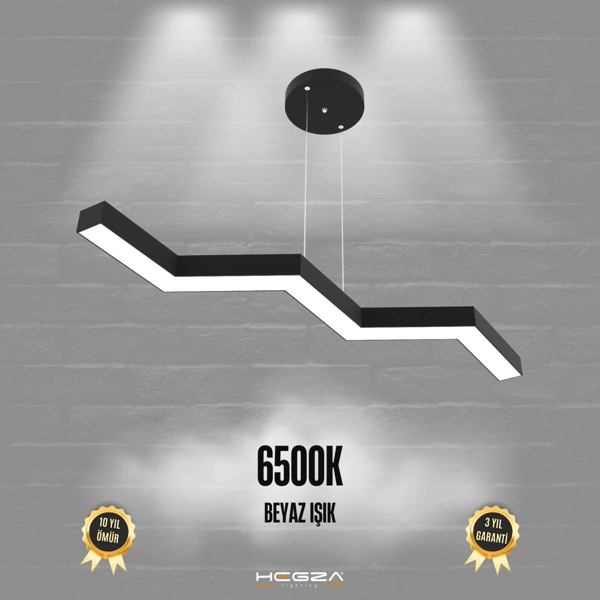 SEGA - Modern LED Avize Siyah Kasa - 6500K - Beyaz Işık