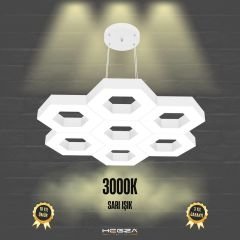 MIELE - Modern LED Avize Beyaz Kasa - 3000K - Sarı Işık