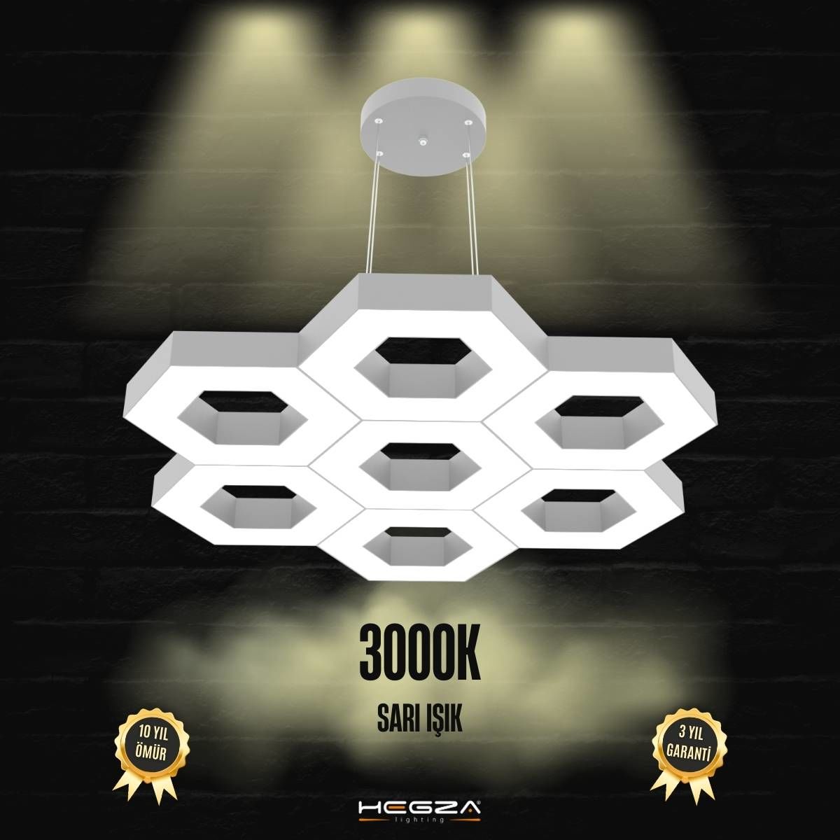 MIELE - Modern LED Avize Gri Kasa - 3000K - Sarı Işık