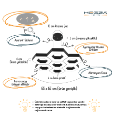 MIELE - Modern LED Avize Siyah Kasa - 3000K - Sarı Işık
