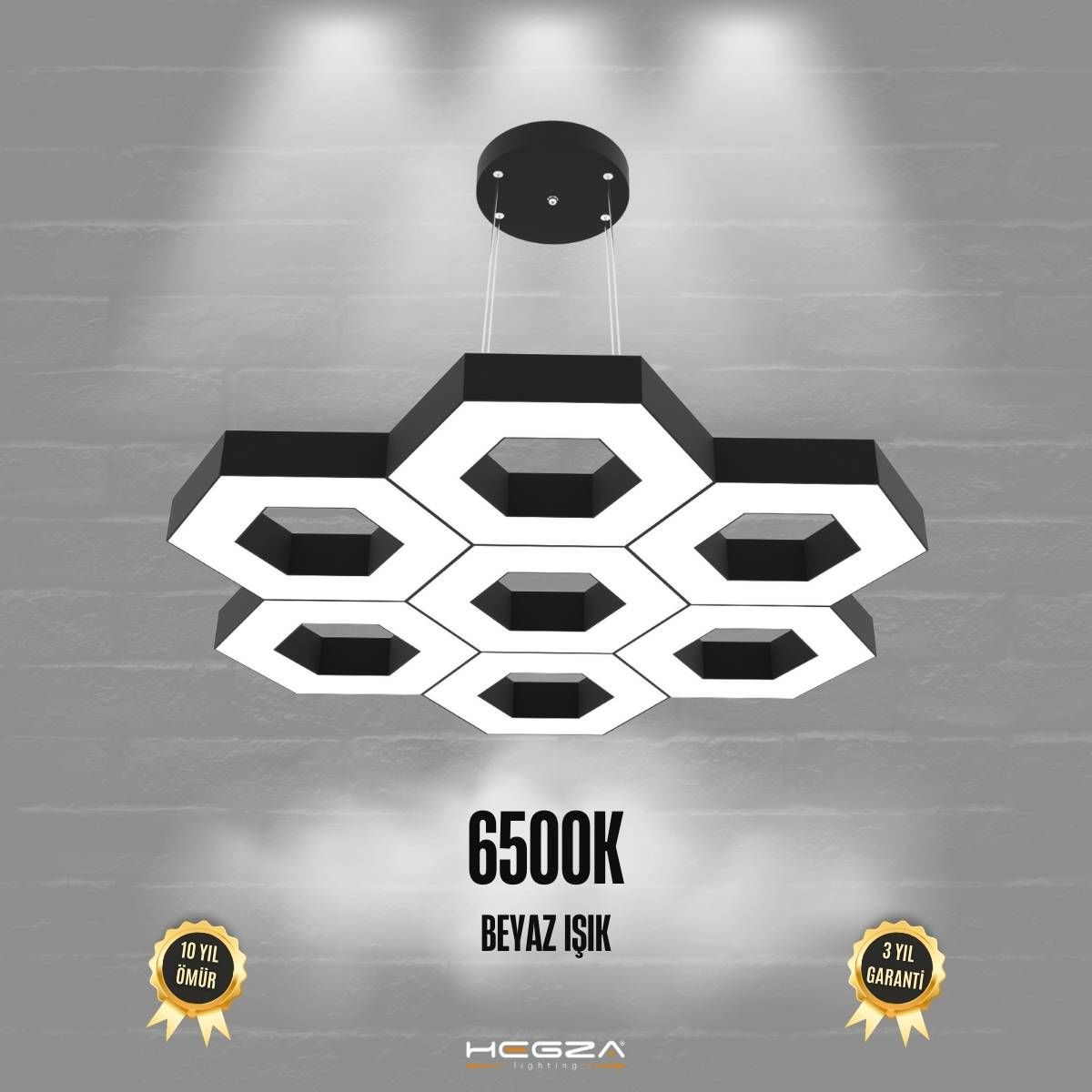 MIELE - Modern LED Avize Siyah Kasa - 6500K - Beyaz Işık