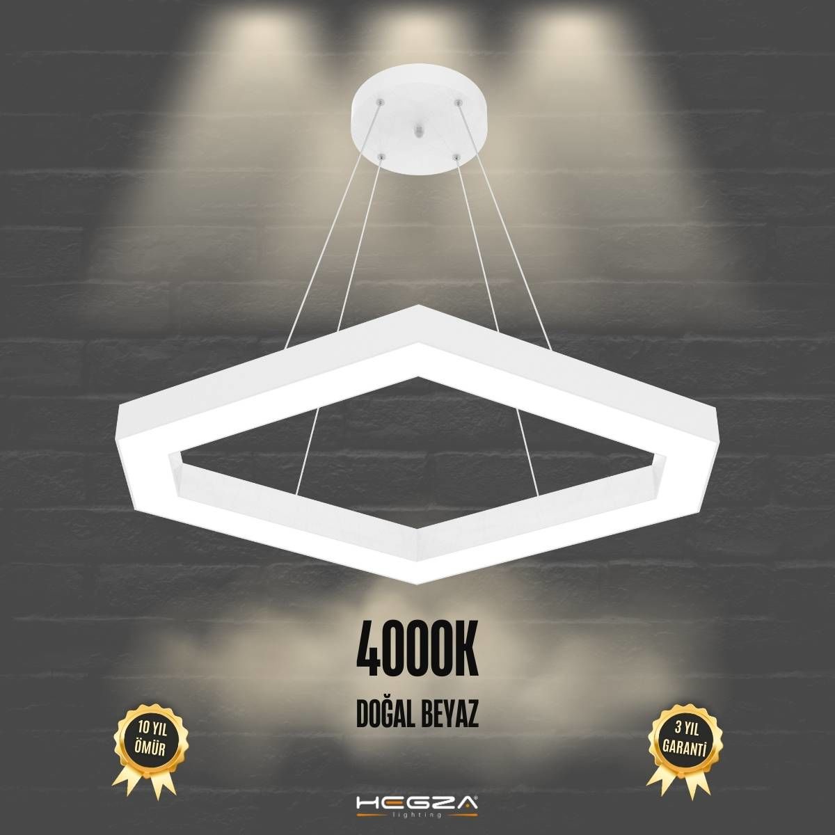 COMETA - Modern LED Avize Beyaz Kasa - 4000K - Gün Işığı