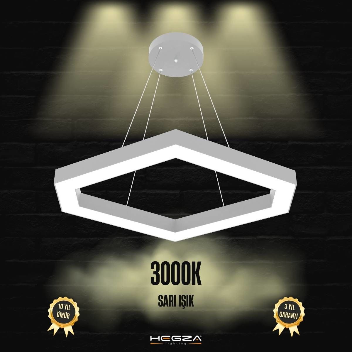 COMETA - Modern LED Avize Gri Kasa - 3000K - Sarı Işık