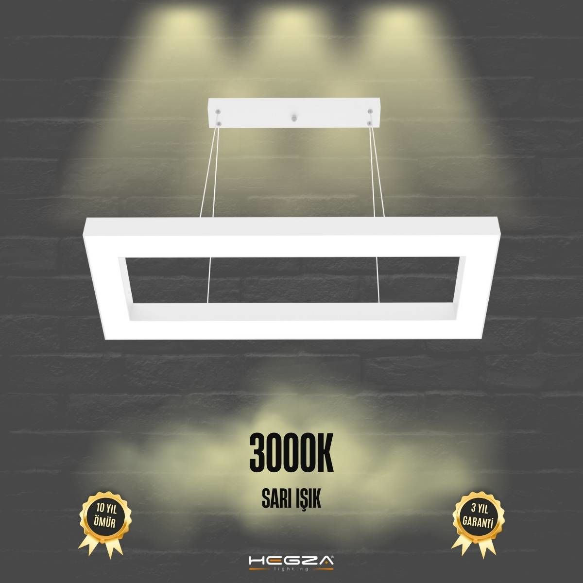 MESITA - Modern LED Avize Beyaz Kasa - 3000K - Sarı Işık