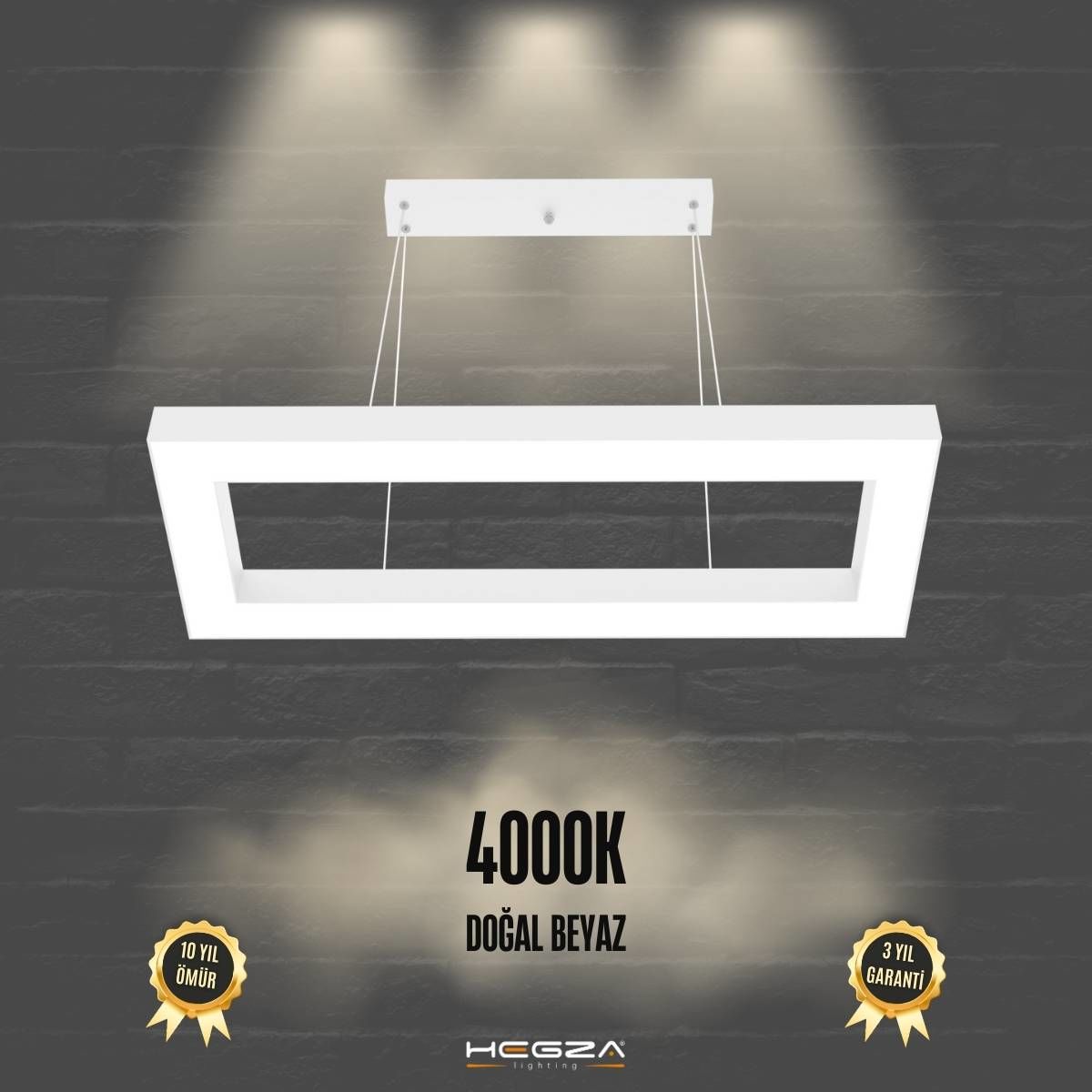 MESITA - Modern LED Avize Beyaz Kasa - 4000K - Gün Işığı