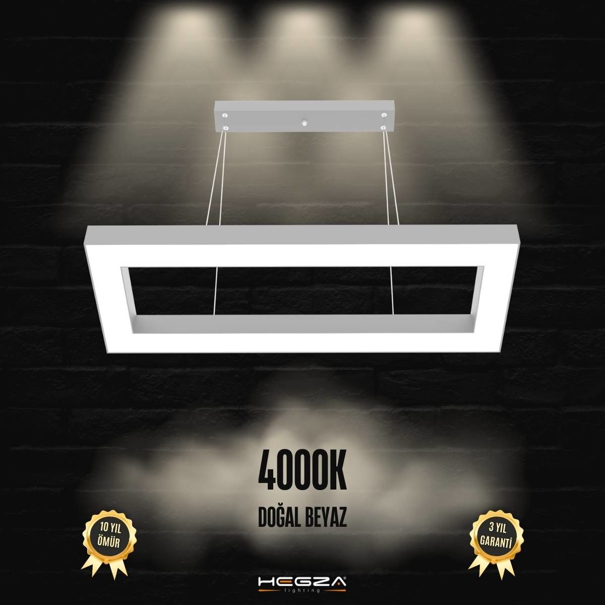 MESITA - Modern LED Avize Gri Kasa - 4000K - Gün Işığı
