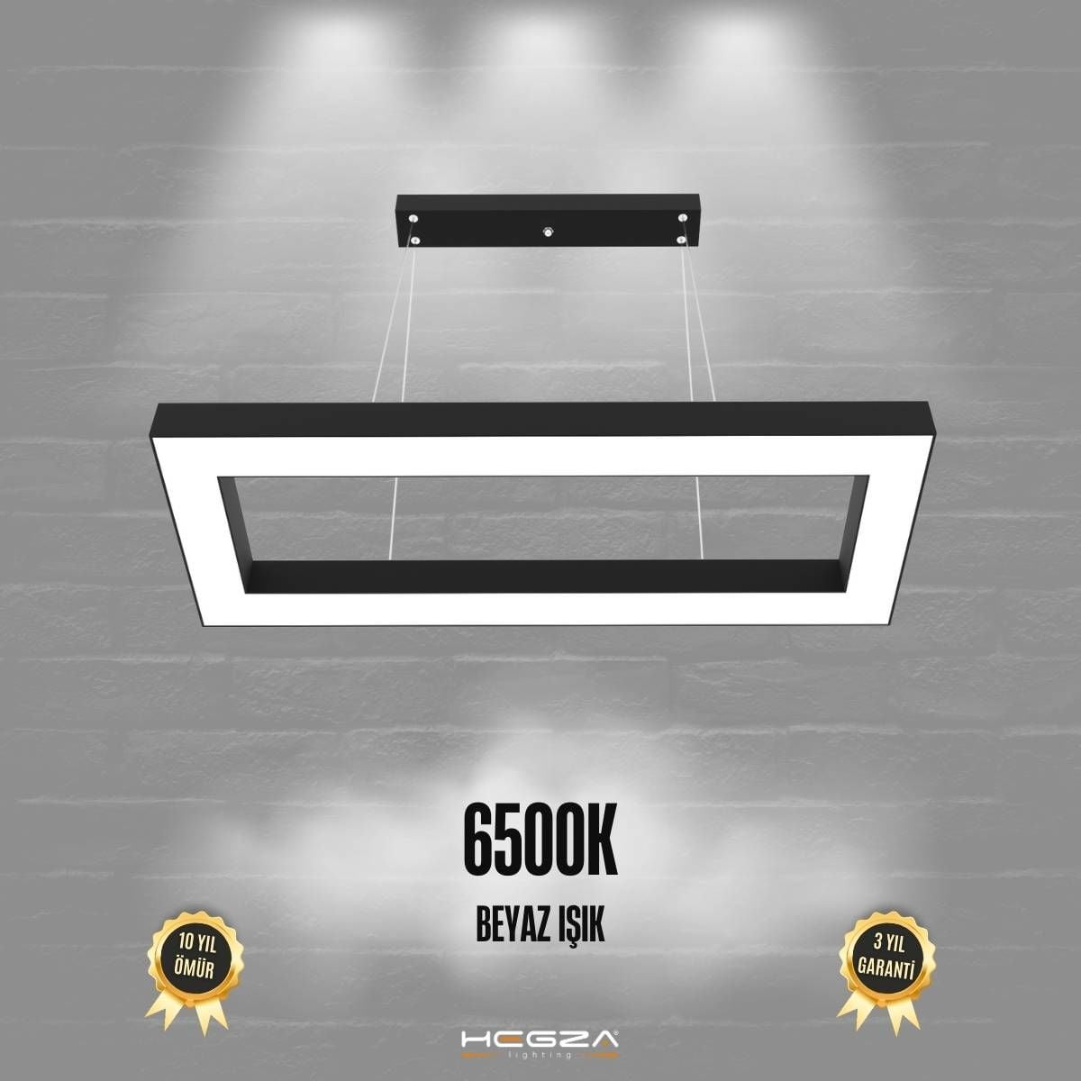 MESITA - Modern LED Avize Siyah Kasa - 6500K - Beyaz Işık