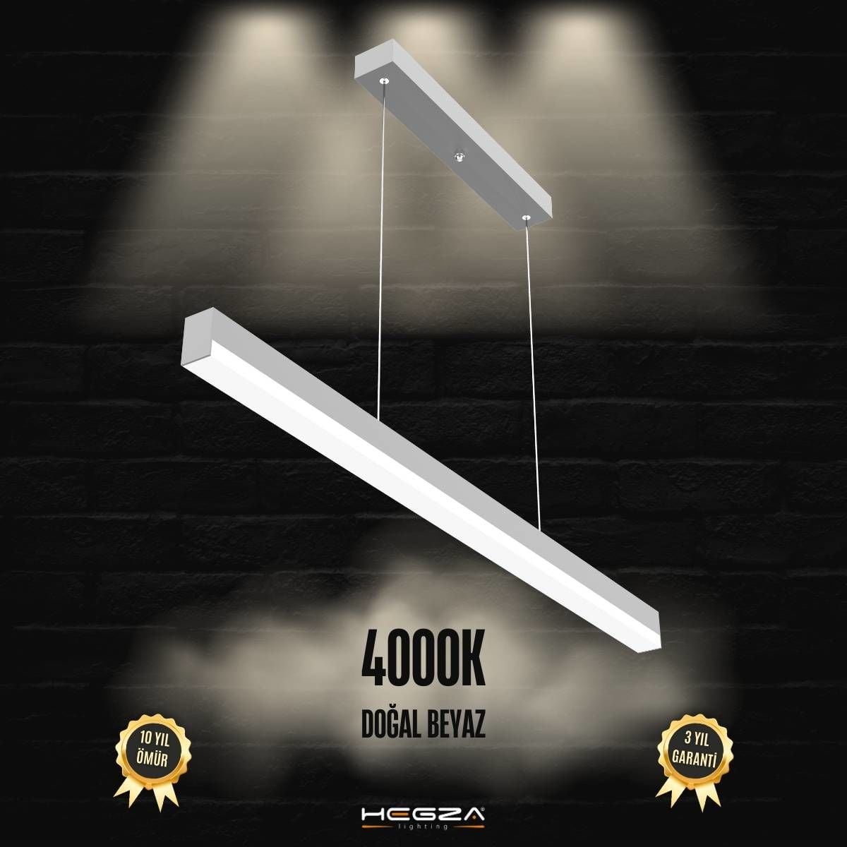 MAGRO - Modern LED Avize 100 cm - Gri Kasa - 4000K - Gün Işığı