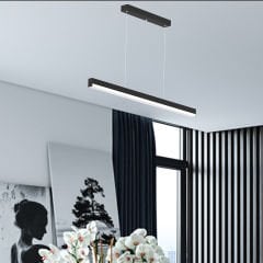MAGRO - Modern LED Avize 100 cm - Siyah Kasa - 4000K - Gün Işığı