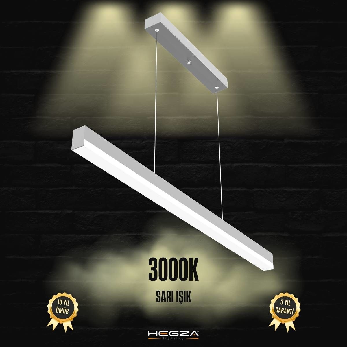 MAGRO - Modern LED Avize 120 cm - Gri Kasa - 3000K - Sarı Işık