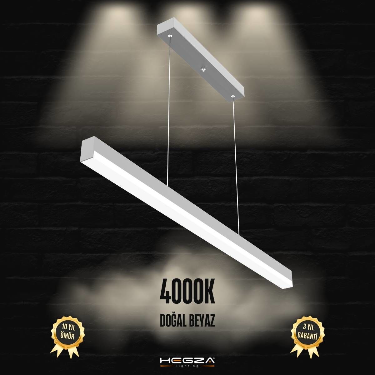 MAGRO - Modern LED Avize 120 cm - Gri Kasa - 4000K - Gün Işığı
