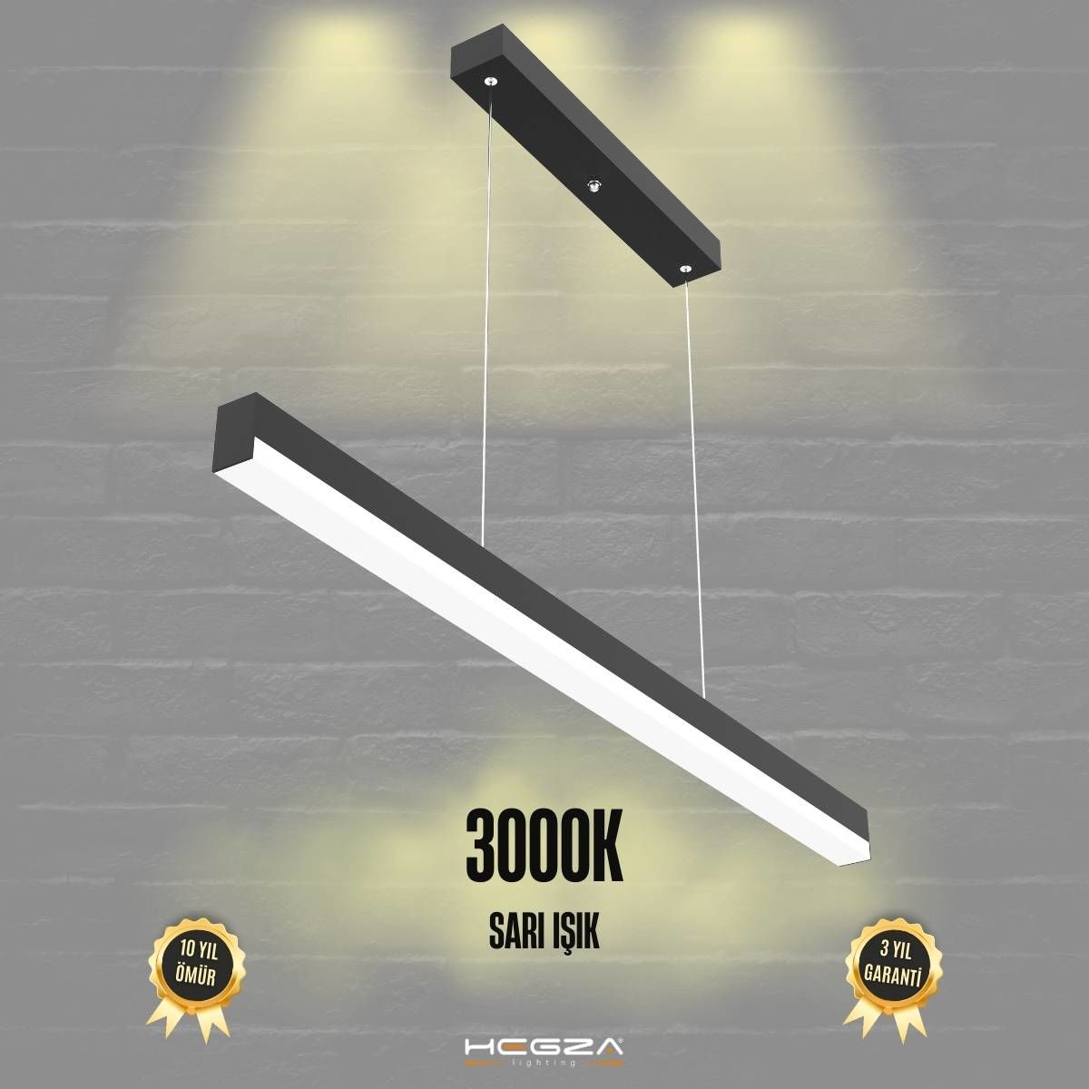 MAGRO - Modern LED Avize 80 cm - Siyah Kasa - 3000K - Sarı Işık