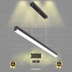 MAGRO - Modern LED Avize 80 cm - Siyah Kasa - 3000K - Sarı Işık