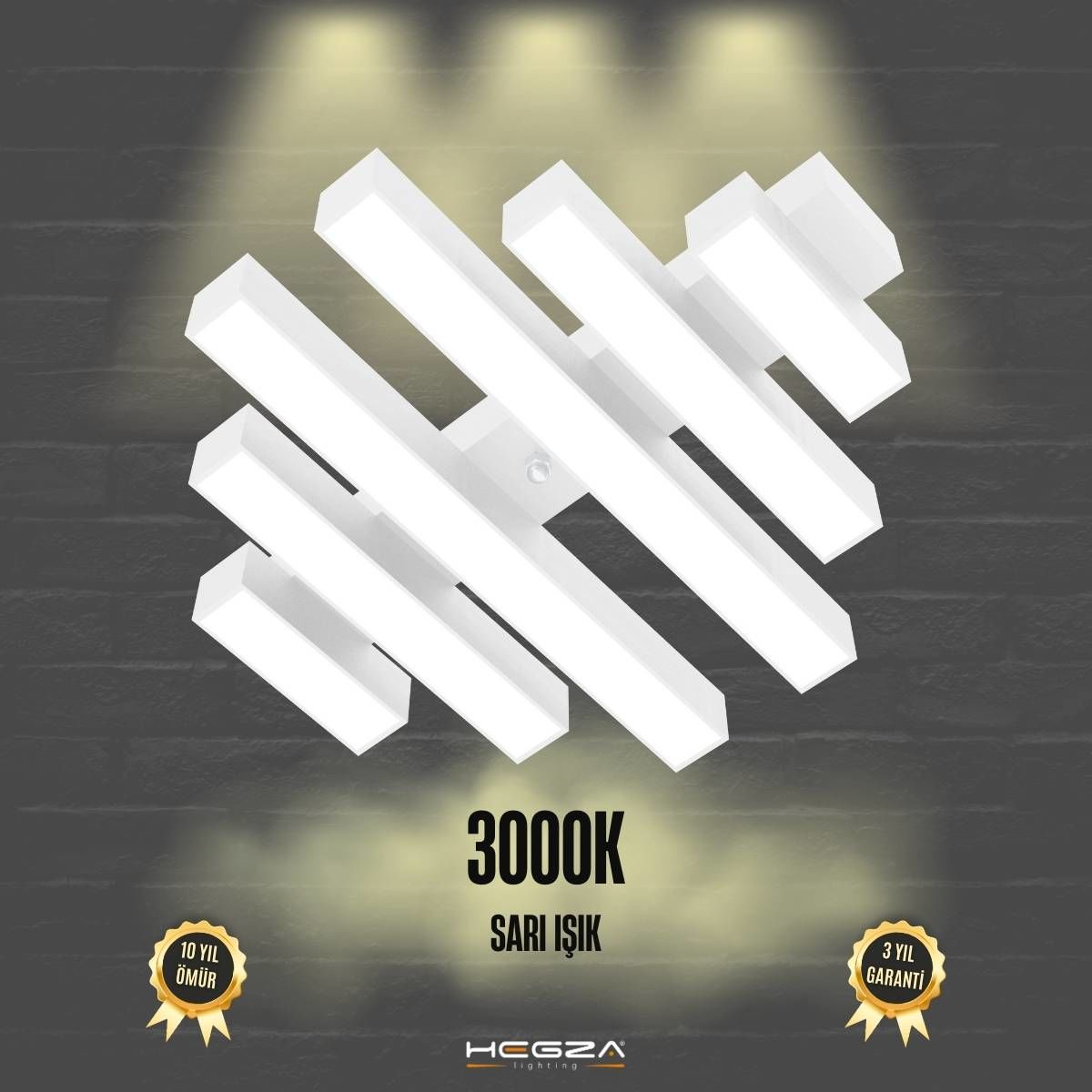 PARRILLA - Plafonyer LED Avize Beyaz Kasa - 3000K - Sarı Işık