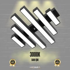 PARRILLA - Plafonyer LED Avize Siyah Kasa - 3000K - Sarı Işık