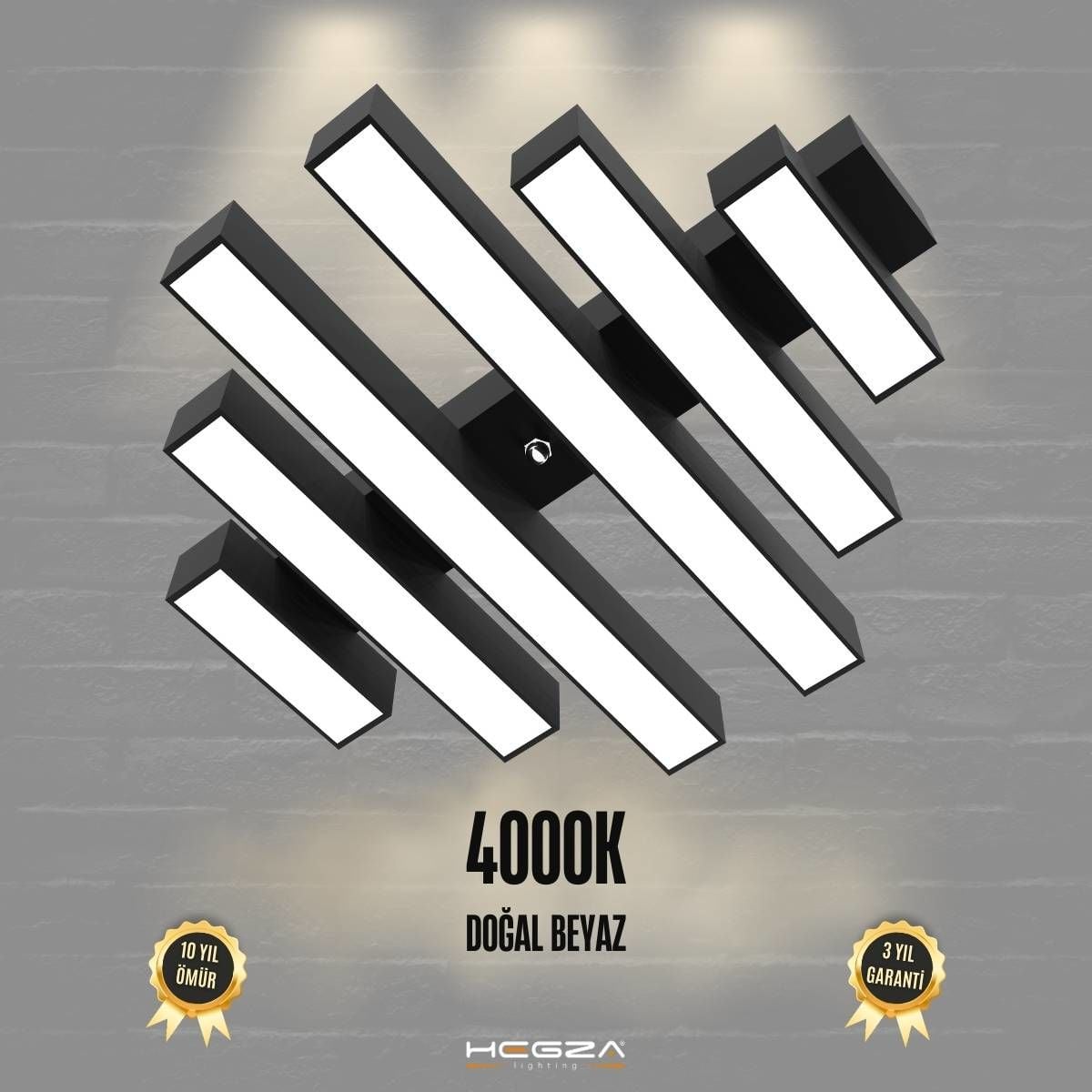 PARRILLA - Plafonyer LED Avize Siyah Kasa - 4000K - Gün Işığı