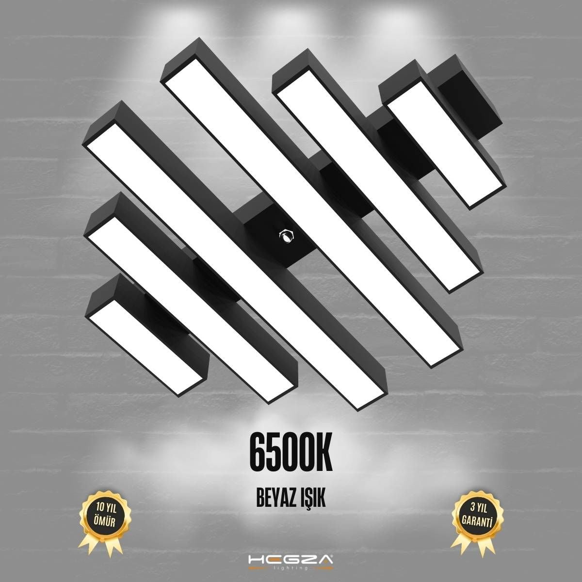 PARRILLA - Plafonyer LED Avize Siyah Kasa - 6500K - Beyaz Işık