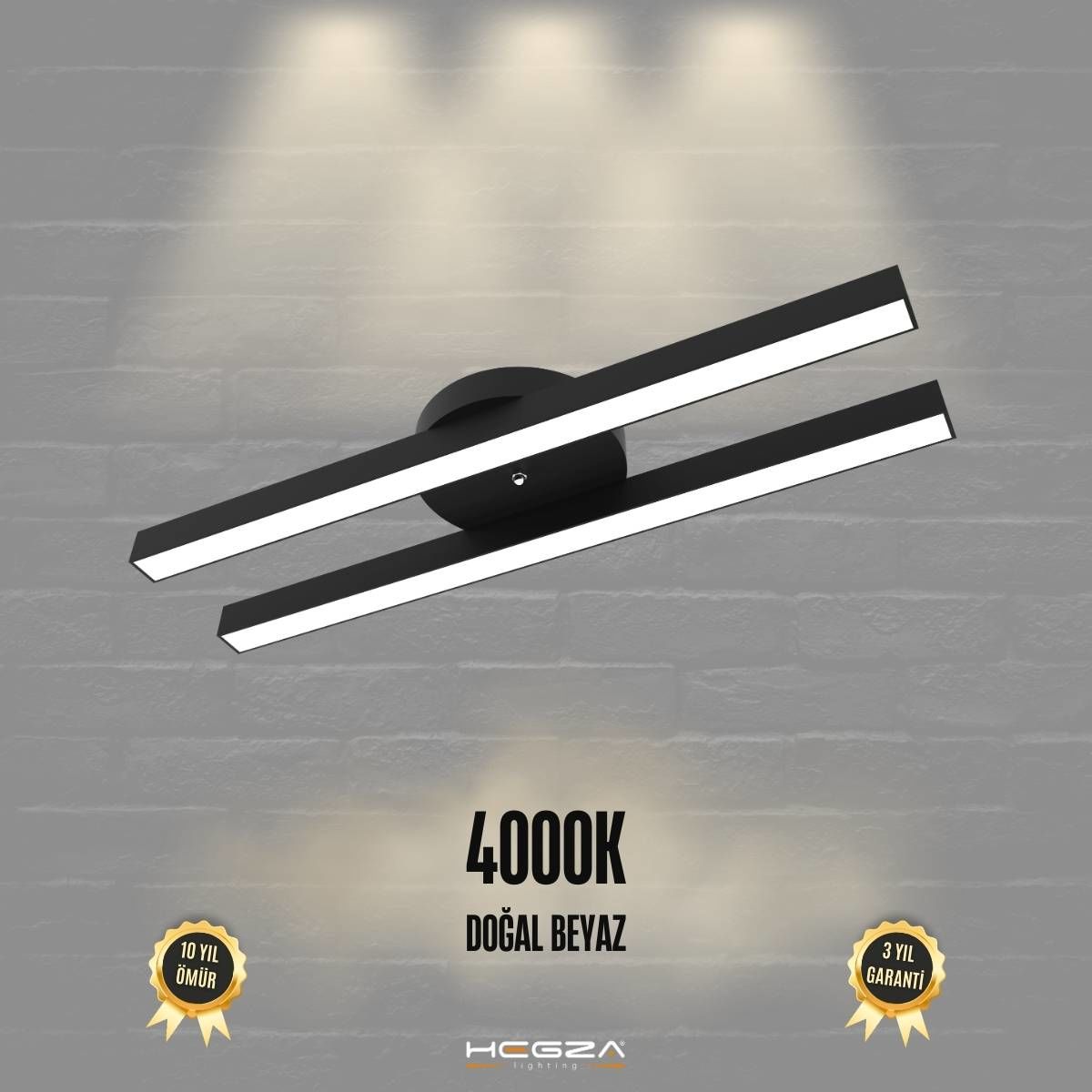 MELLIZO - Plafonyer LED Avize Siyah Kasa - 4000K - Gün Işığı