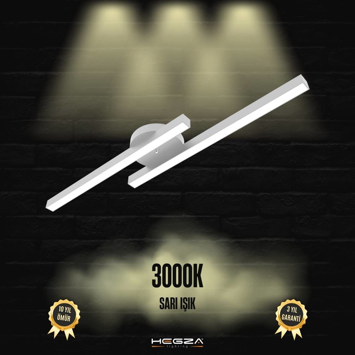 MAREA - Plafonyer LED Avize Gri Kasa - 3000K - Sarı Işık