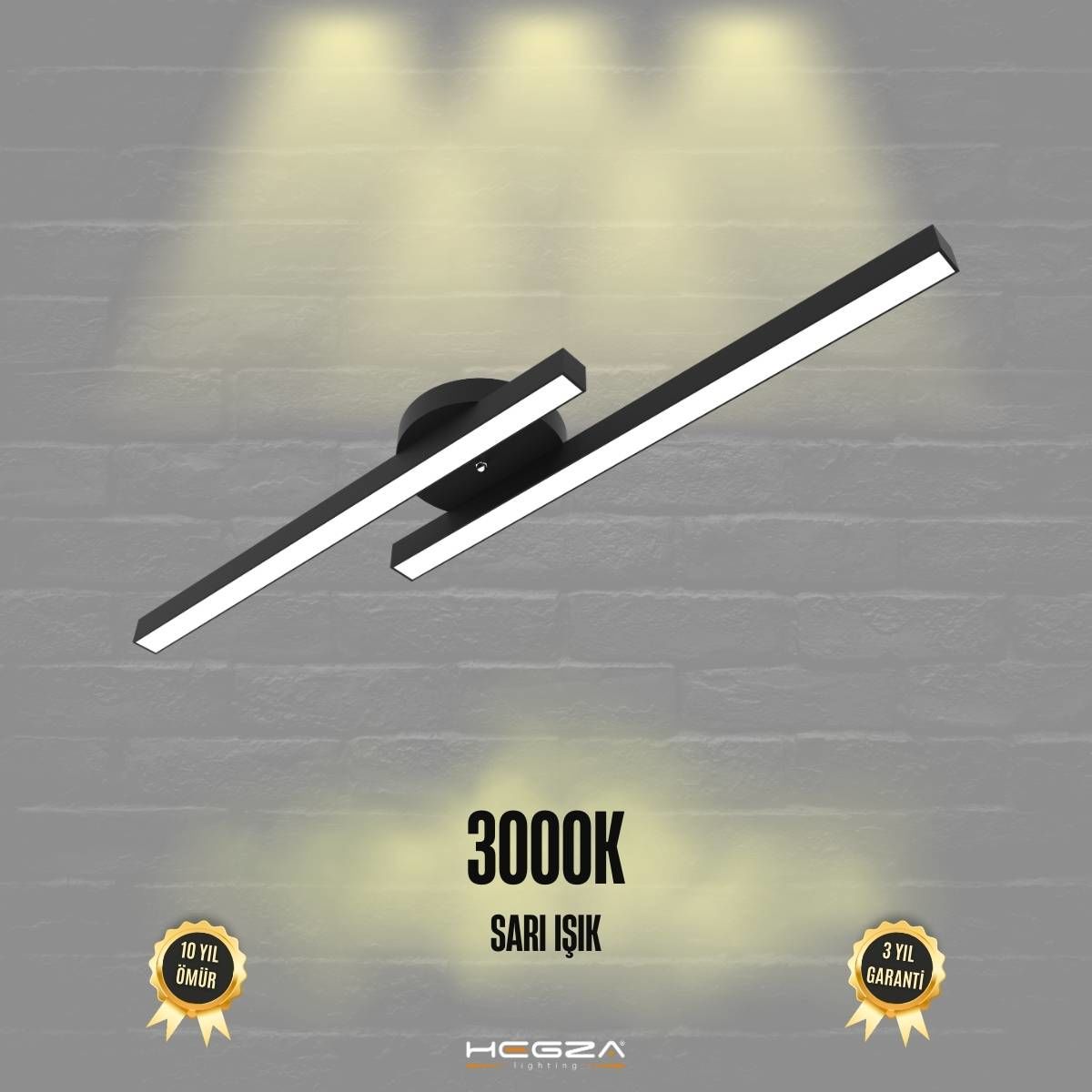 MAREA - Plafonyer LED Avize Siyah Kasa - 3000K - Sarı Işık