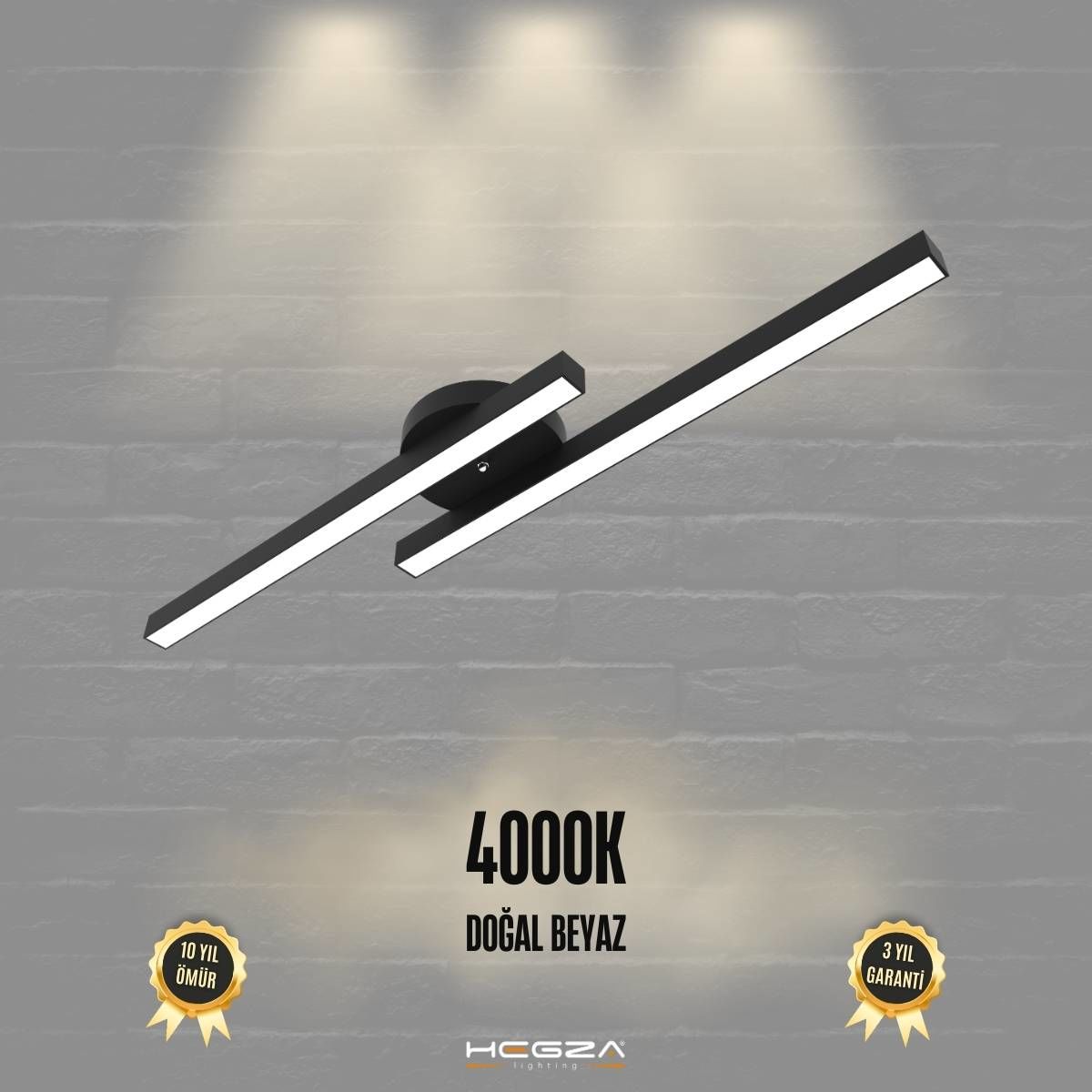 MAREA - Plafonyer LED Avize Siyah Kasa - 4000K - Gün Işığı