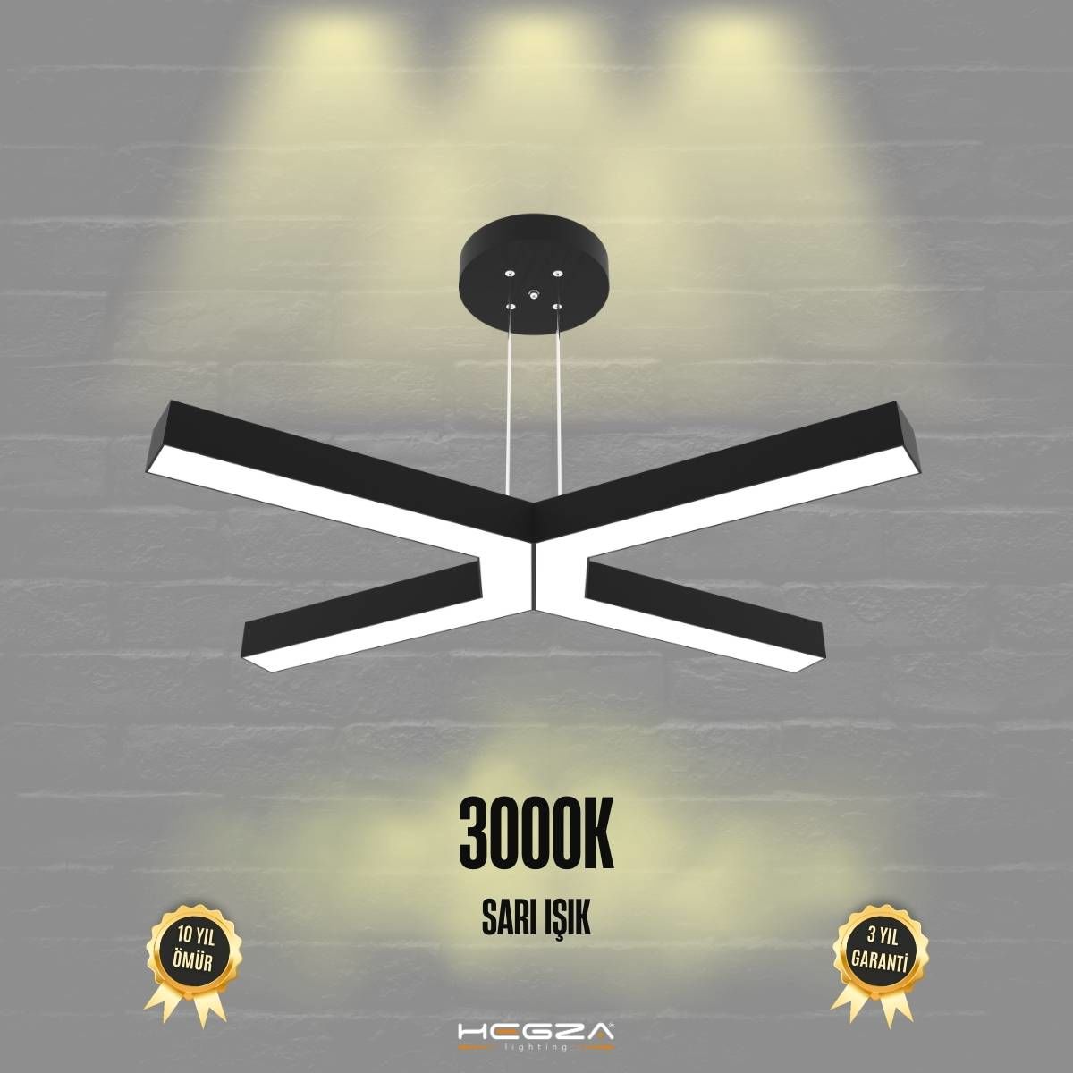 BAMBINO - Modern LED Avize Siyah Kasa - 3000K - Sarı Işık