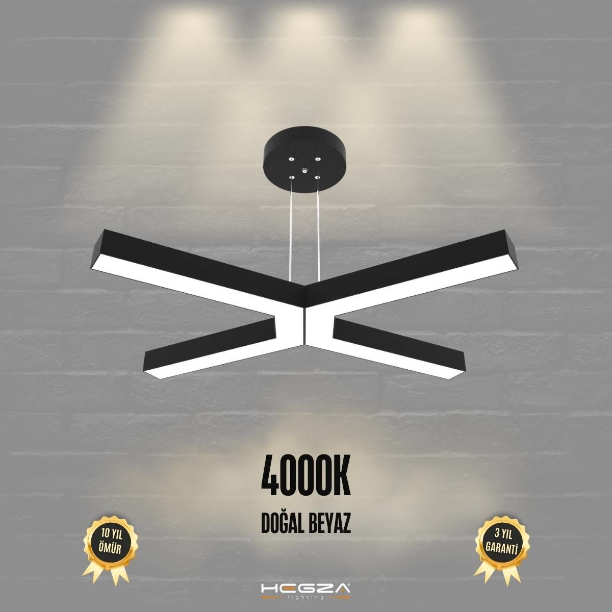 BAMBINO - Modern LED Avize Siyah Kasa - 4000K - Gün Işığı