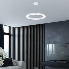 OCTAGON - Modern LED Avize Beyaz Kasa - 6500K - Beyaz Işık