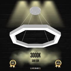 OCTAGON - Modern LED Avize Gri Kasa - 3000K - Sarı Işık