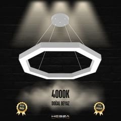 OCTAGON - Modern LED Avize Gri Kasa - 4000K - Gün Işığı