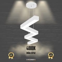ZIGZAG - Modern LED Avize Beyaz Kasa - 4000K - Gün Işığı