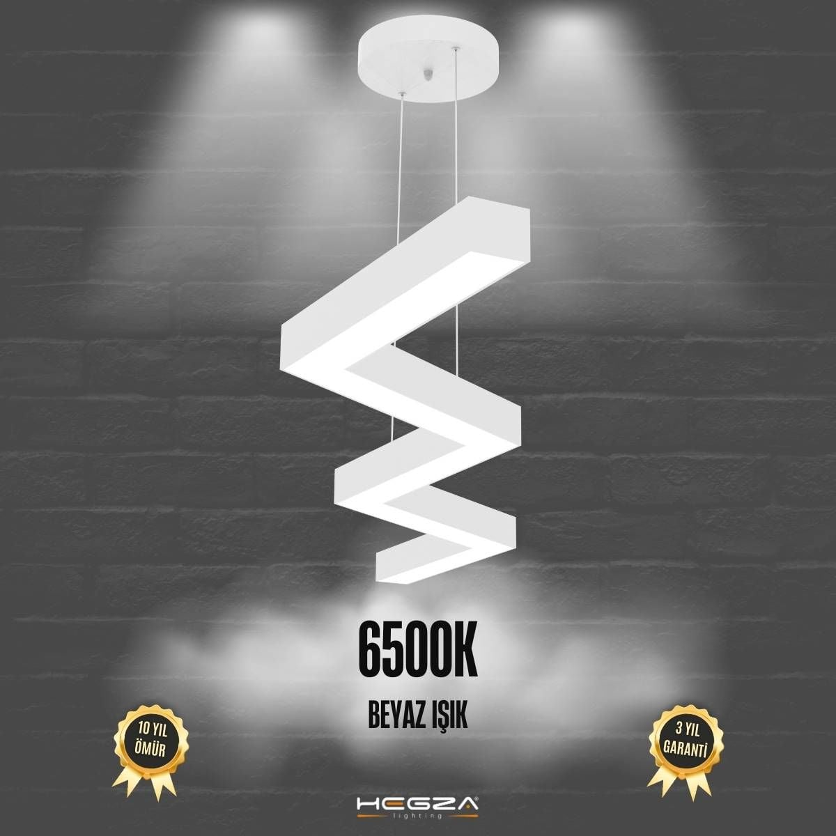 ZIGZAG - Modern LED Avize Beyaz Kasa - 6500K - Beyaz Işık