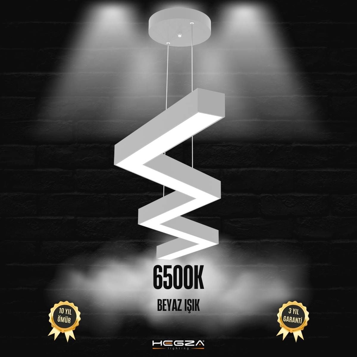 ZIGZAG - Modern LED Avize Gri Kasa - 6500K - Beyaz Işık