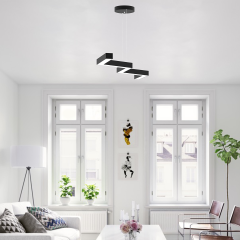 ZIGZAG - Modern LED Avize Siyah Kasa - 3000K - Sarı Işık