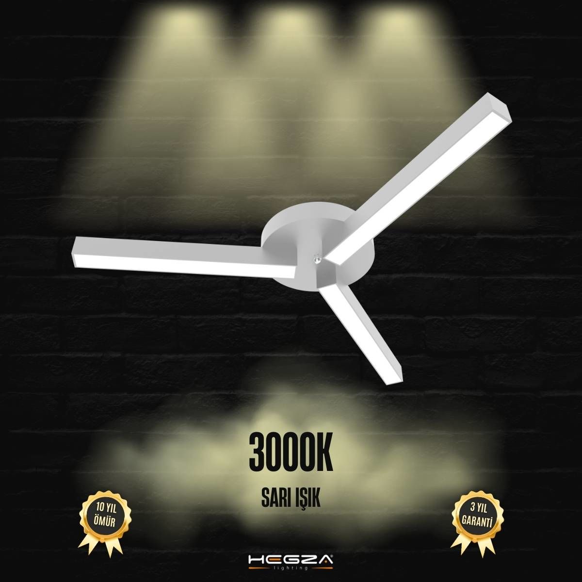 ADMIRA - Plafonyer LED Avize Gri Kasa - 3000K - Sarı Işık