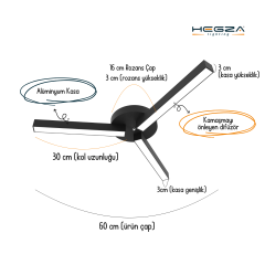 ADMIRA - Plafonyer LED Avize Gri Kasa - 6500K - Beyaz Işık