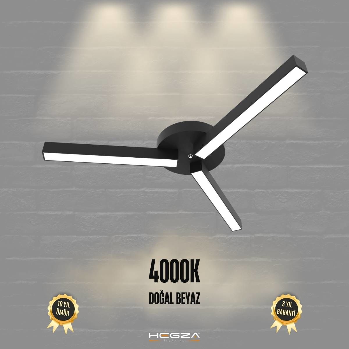 ADMIRA - Plafonyer LED Avize Siyah Kasa - 4000K - Gün Işığı