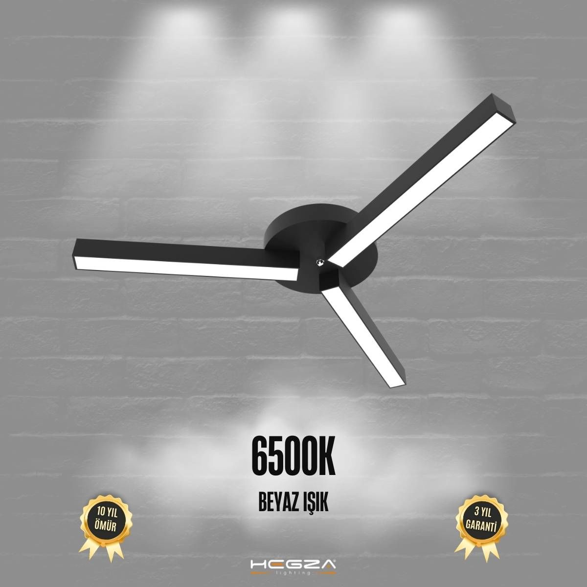 ADMIRA - Plafonyer LED Avize Siyah Kasa - 6500K - Beyaz Işık