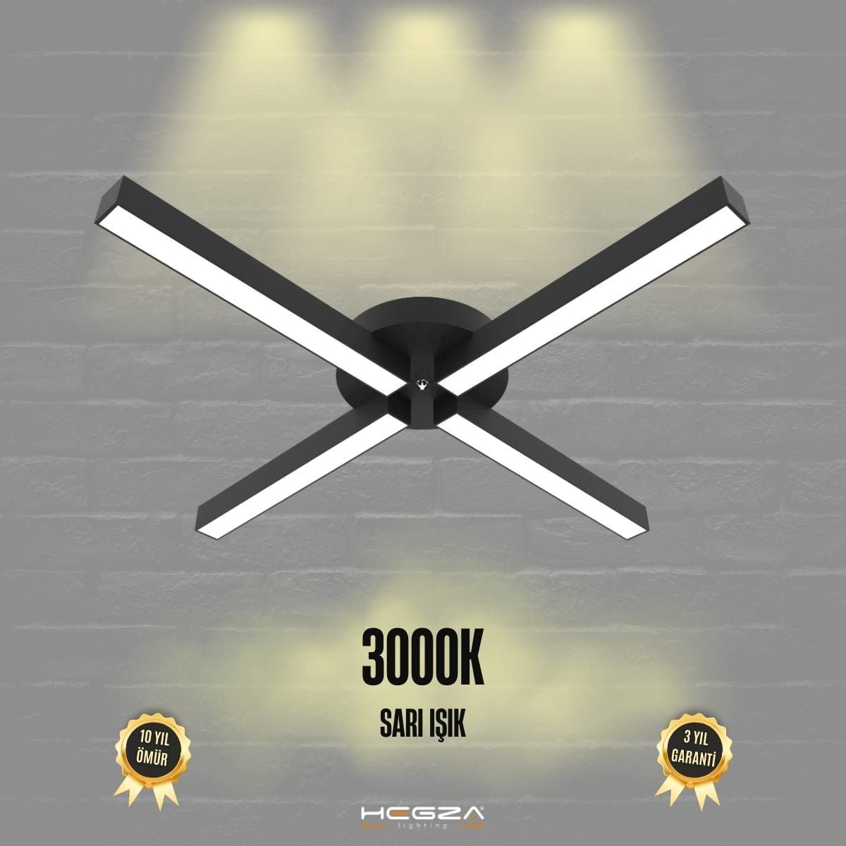 MOLINO - Plafonyer LED Avize Siyah Kasa - 3000K - Sarı Işık