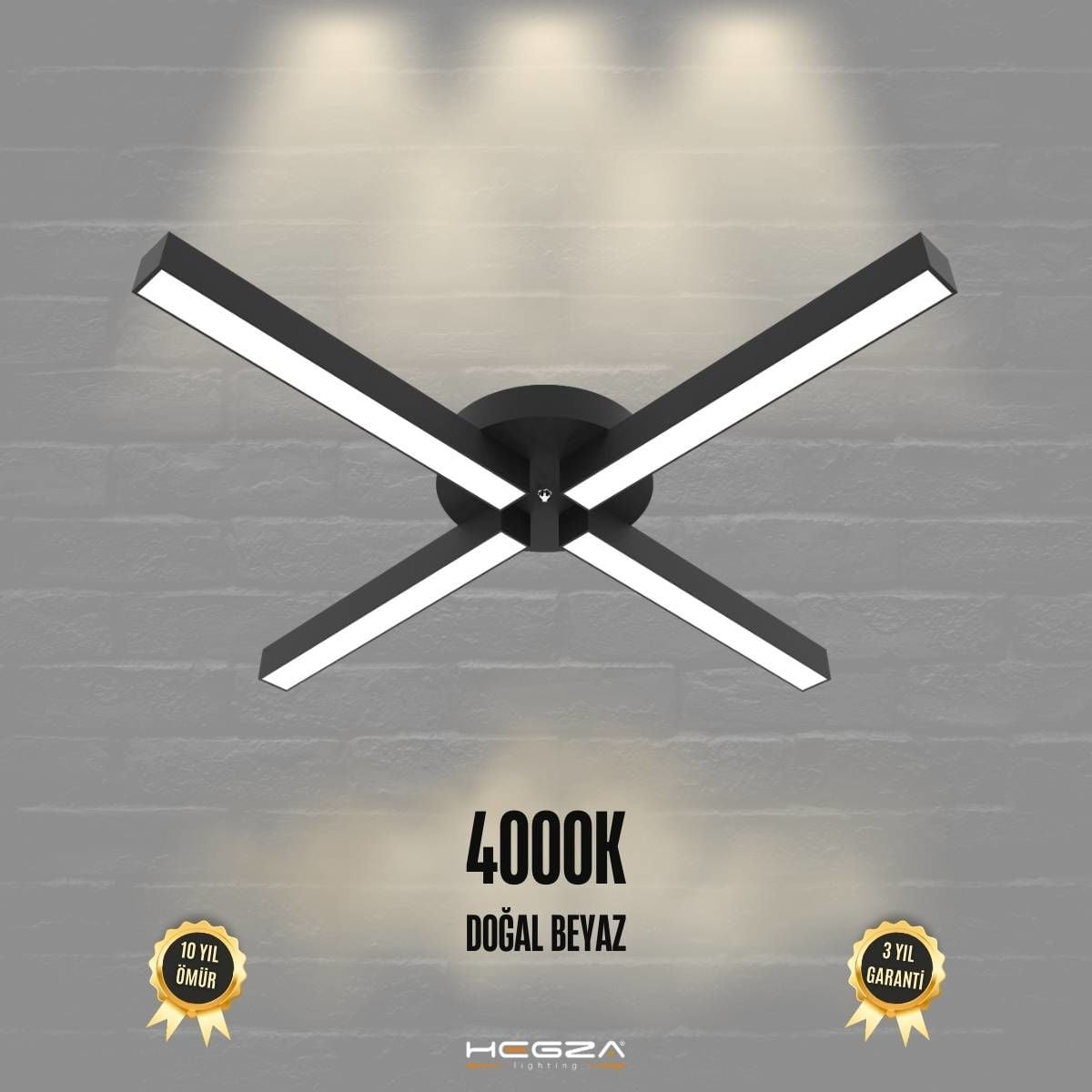 MOLINO - Plafonyer LED Avize Siyah Kasa - 4000K - Gün Işığı