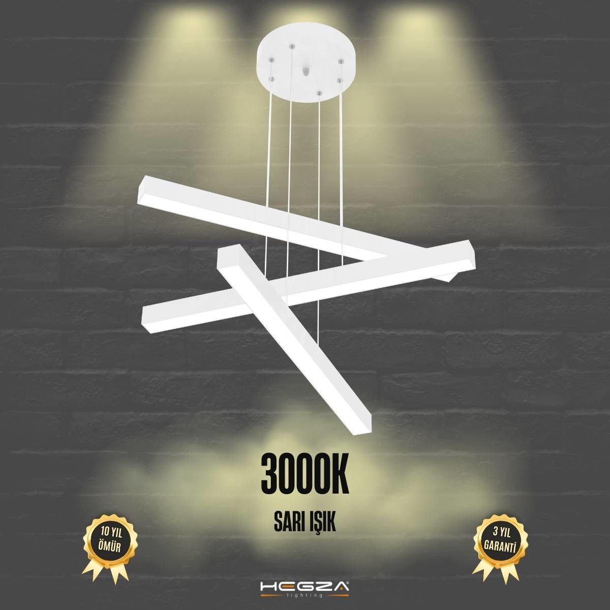 TRILLIZO - Modern LED Avize Beyaz Kasa - 3000K - Sarı Işık