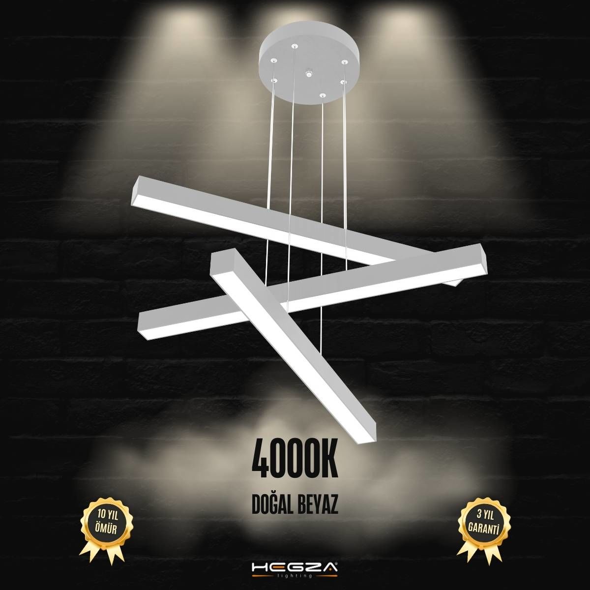 TRILLIZO - Modern LED Avize Gri Kasa - 4000K - Gün Işığı